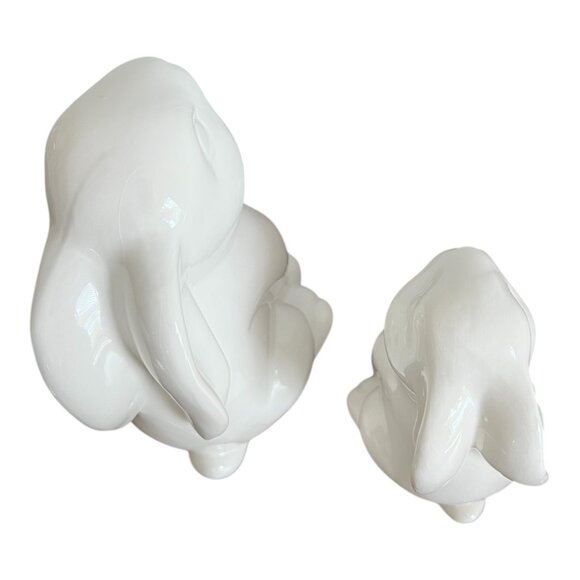 2 Ceramic Bunny Rabbit Statues 8" & 6" Tall Tabletop Figurines Easter Spring - Picture 4 of 6